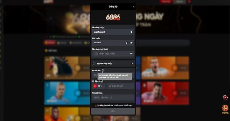 Đăng ký 6886win thông qua hình thức điện thoại